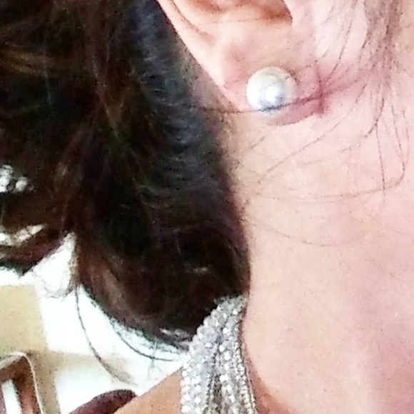 10mm white pearl crystal stud earrings/minimalist/classic/Lolita - Picture 1 of 3